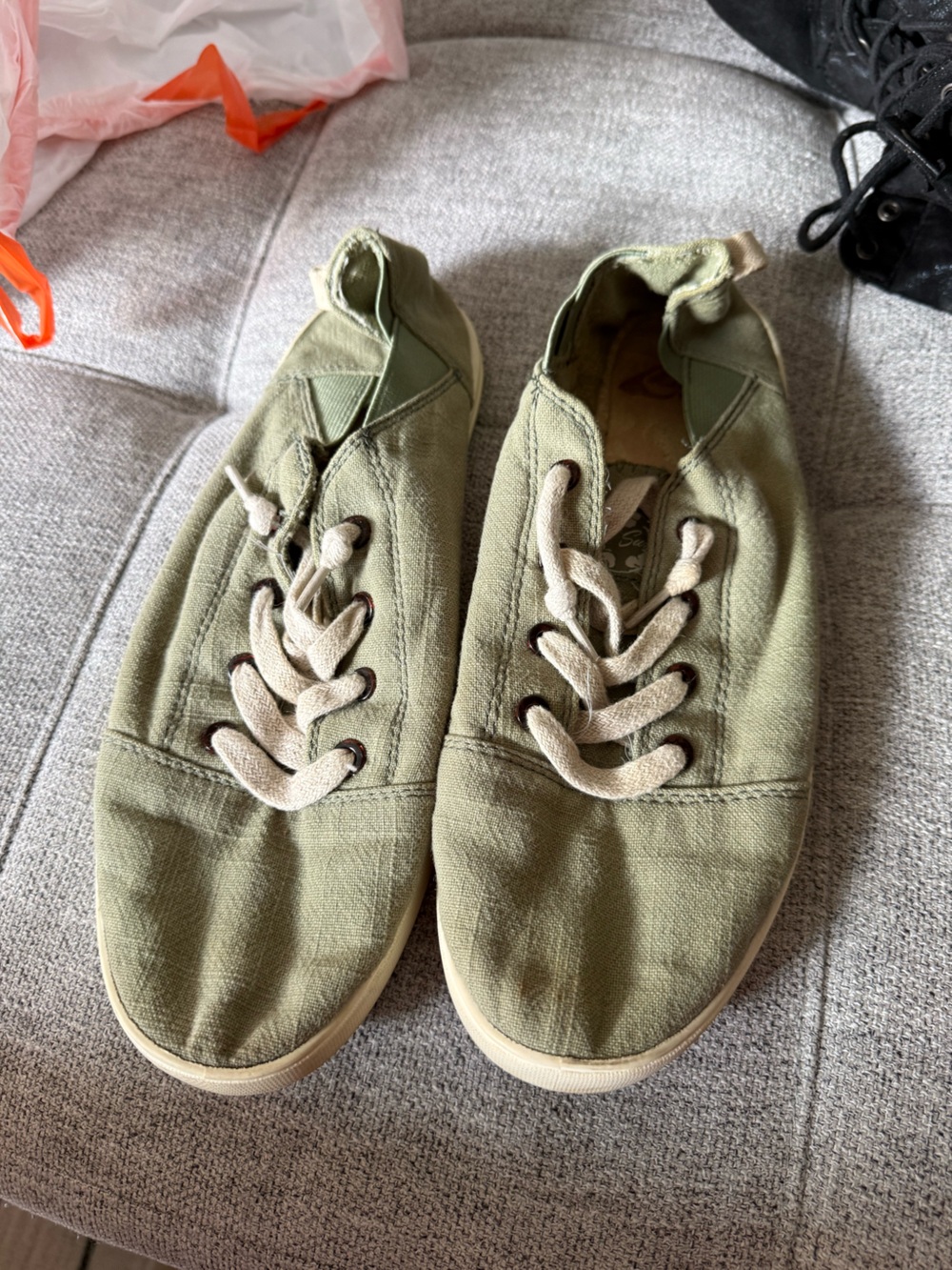 Roxy Olive Green Canvas Lace-Up Sneakers